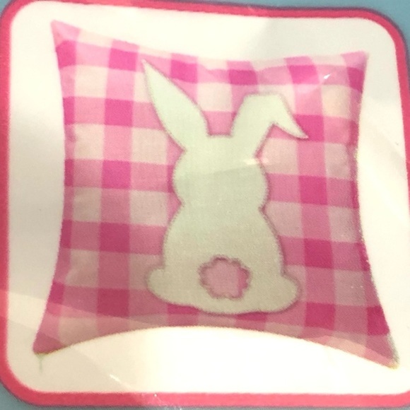 4pack pink & blue checkerboard print Easter bunny spring decor pillowcases new - Picture 2 of 7
